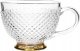 Glass cup Homla BARREL with stripes and a golden base, 360 ml 2