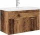 vidaXL Szafka pod umywalkę z wbudowaną umywalką i baterią Stare drewno 2
