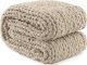 KOC Z DZIANINY 120 X 120 BEŻOWY NARZUTA SZENILOWA PLECIONA MIĘKKA GRUBA OZDOBNA STYLOWA NA SOFĘ ŁÓŻKO FOTEL 2