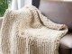 KOC Z DZIANINY 120 X 120 BEŻOWY NARZUTA SZENILOWA PLECIONA MIĘKKA GRUBA OZDOBNA STYLOWA NA SOFĘ ŁÓŻKO FOTEL 6
