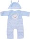 TINY TREASURES, Blue Bear Doll, Brown Hair 1