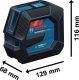 BOSCH.CROSS LASER GLL 20-22 G GREEN USB-C 1x BA 3.7V 3.0Ah XL + HOLDER LB 10 CASE 8