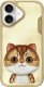 Nimmy case iPhone 16 6.1" khaki Big Eyed Pet 2.0 Cat 1