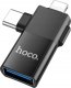 HOCO Adapter OTG Typ C (Męski) / Lightning (Męski) Do USB A (Żeński) 2w1 UA17 Czarny 1