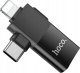 HOCO Adapter OTG Typ C (Męski) / Lightning (Męski) Do USB A (Żeński) 2w1 UA17 Czarny 2