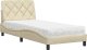 Łóżko z materacem, kremowe, 80x200 cm, obite tkaniną 2