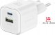 SWISSTEN Adapter sieciowy GaN 35W, 2-portowy, USB-A + USB-C, Smart IC 2