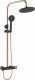 Shower system INVENA MOONLIGHT: rain and hand shower, mixer, black with gold details 1