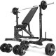 Zestaw MS30_2.0_113KG_G | Dwustronnie regulowana ławka treningowa + wielopoziomowe stojaki (2 sztuki) pod sztangę z asekuracją  + zestaw gryfów i obciążeń gumowanych 113 kg - Marbo Sport 1
