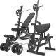 Marbo Sport Zestaw MS6_2.0_83KG | Ławka dwustronna + stojaki bramowe + Ławka Scotta (modlitewnik) z regulacją podparcia + zestaw gryfów i obciążeń 83 kg - Marbo Sport 1
