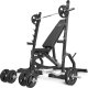 Marbo Sport MS8_2.0_83KG_G Dwustronnie regulowana ławka treningowa + wielopoziomowe stojaki (2 sztuki) + zestaw gryfów i obciążeń gumowanych 83 kg 1
