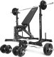 Marbo Sport Zestaw MS30_2.0_113KG | Dwustronnie regulowana ławka treningowa + wielopoziomowe stojaki (2 sztuki) pod sztangę z asekuracją  + zestaw gryfów i obciążeń 113 kg - Marbo Sport 1