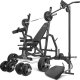 Zestaw MS36_2.0_113KG_G | Dwustronnie regulowana ławka treningowa + stojaki bramowe + modlitewnik + prasa + wyciąg + zestaw gryfów i obciążeń gumowanych 113 kg - Marbo Sport 1