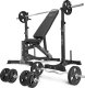 Marbo Sport Zestaw MS30_2.0_83KG_G | Dwustronnie regulowana ławka treningowa + wielopoziomowe stojaki (2 sztuki) pod sztangę z asekuracją  + zestaw gryfów i obciążeń gumowanych 83 kg - Marbo Sport 1