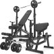 Marbo Sport Zestaw MS5_2.0_83KG_G | Ławka dwustronna + stojaki regulowane + Ławka Scotta (modlitewnik) z regulacją podparcia + zestaw gryfów i obciążeń gumowanych 83 kg - Marbo Sport 1