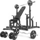 Zestaw MS11_2.0_83KG | dwustronnie regulowana ławka treningowa + stojaki regulowane + zestaw gryfów i obciążeń 83 kg - Marbo Sport 1