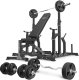 Marbo Sport Zestaw MS11_2.0_113KG_G | dwustronnie regulowana ławka treningowa + stojaki regulowane + zestaw gryfów i obciążeń gumowanych 113 kg - Marbo Sport 1
