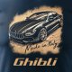 Koszulka samochodowa z samochodem Maserati Ghibli męska granatowa REGULAR S 1