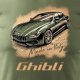 Koszulka samochodowa z samochodem Maserati Ghibli męska khaki REGULAR XL 1