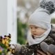 Hi Little One czapka z chustą komplet ALPACA BOHO Grey S Pom Pom 3