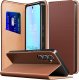 Etui z Klapką do Samsung Galaxy S25 Plus (Skórzane, Magnetyczne, Brązowe) 1
