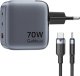 Ładowarka GaN Vention USB-C+C+A 70W + Kabel USB-C-C 1m (Szara) 3