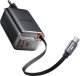 Ładowarka 2w1 USB-C+A McDodo CH-4100 67W GaN, kabel USB-C 65cm, czarna 4