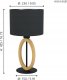 Table lamp EGLO Basildon, 1 x E27, 40W, black/wood color, h42.5 x o23 cm 1