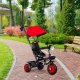 Rowerek trójkołowy dla dzieci spacerówka 3w1 obracane siedzisko daszek czerwony ECOTOYS 1