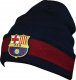 Czapka Zimowa FC Barcelona Gładka Granatowa Bordowa Barca Gumowy Herb Logo 1