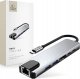 TECH-PROTECT HB02 HUB ADAPTER 6IN1 TYPE-C + USB2.0 + USB3.0 + HDMI 4K 30HZ + RJ45 + PD100W SPACE GREY 1