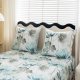 Pościel 220x200 bawełna satynowa dwustronna Cotton World gruba 3 części AML 3054 biała kwiaty szaro-niebieskie 7