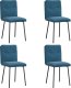 vidaXL Krzesła stołowe, 4 szt., niebieskie, obite aksamitem 2