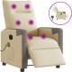 vidaXL Rozkładany fotel masujący, elektryczny, kremowy, tkanina 1