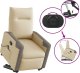 vidaXL Podnoszony fotel masujący, rozkładany, kremowy, obity tkaniną 9