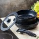 Zestaw garnków z odpinaną rączka komplet 3 sztuk czarne marmurkowe Klausberg KB 7858 8