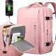 Plecak wodoodporny Bange na laptopa 15.6" miejski podróżny 46x31.5x20 cm do pracy samolotu damski z z gniazdem USB Różowy 1