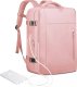 Plecak wodoodporny Bange na laptopa 15.6" miejski podróżny 46x31.5x20 cm do pracy samolotu damski z z gniazdem USB Różowy 6