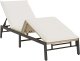 vidaXL Leżak z poduszką, beżowy, polirattan 5