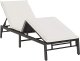 vidaXL Leżak z poduszką, czarny, polirattan 5