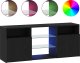 vidaXL Szafka pod TV z oświetleniem LED, czarny dąb, 120x30x50 cm 2