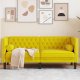 vidaXL Sofa Chesterfield z wałkami, dwuosobowa, żółta, aksamit 1