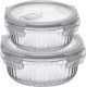 Pojemniki szklane ryflowane Florina Mariet lunchbox 960/650 ML żaroodporne hermetyczne 1