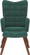 Fotel z podnóżkiem, ciemnozielony, obity aksamitem 4