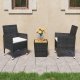 3-cz. zestaw mebli bistro, rattan PE i lite drewno, czarny 1
