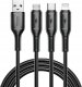 Kabel USB WiWU USB-A - USB-C + microUSB + Lightning 1.2 m Czarny (GSM186465) 1