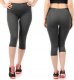 Legginsy damskie 3/4 krótkie Polskie bawełniane Getry Grafitowe XL 1