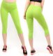 Legginsy damskie 3/4 krótkie Polskie bawełniane Getry Limonkowe XL 1