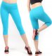 Legginsy damskie 3/4 krótkie Polskie bawełniane Getry Turkusowe XL 1