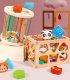 DREWNIANY SORTER KLOCKÓW ELASTYCZNA KOSTKA SENSORYCZNA MONTESSORI GUMKI 6 KLOCKÓW 3